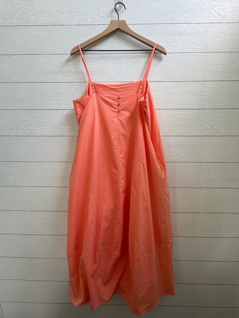 Anthropologie Self Contrast Bare Sleeveless Barrel Cotton Midi Dress Coral M - Picture 12 of 16